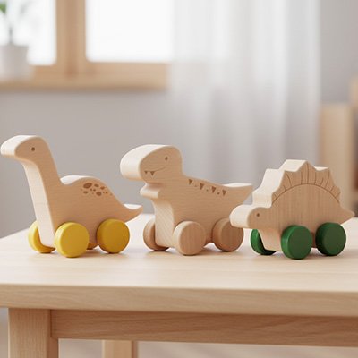 Dinosaure jouet en bois décore le coin bébé