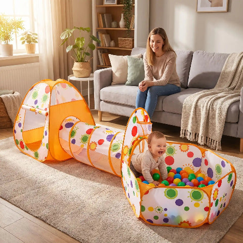 piscine a balle bébé 3 en 1 orange