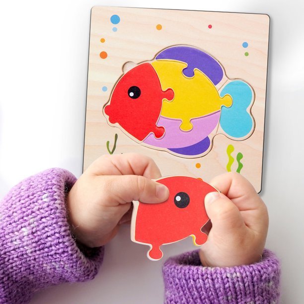 Puzzle en Bois - PuzzlePals™ - Poisson - Maman Généreuse