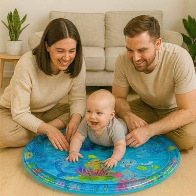 Tapis d'eau bebe avec papa et maman