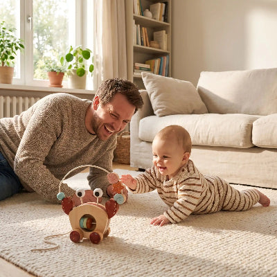 Crabe dansant bebe avec papa