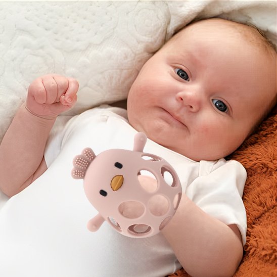 Anneau de dentition bébé poussin rose