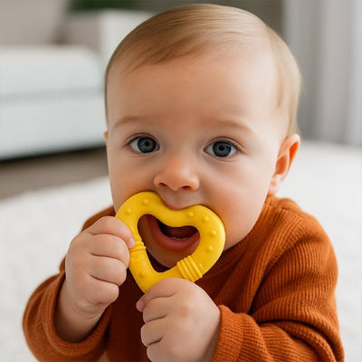 anneau de dentition cœur jaune bébé