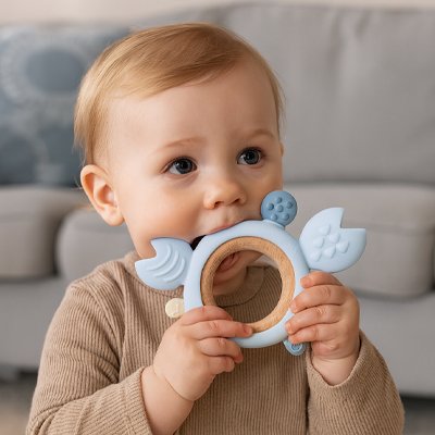 Anneau dentition bébé beau crabe bleu