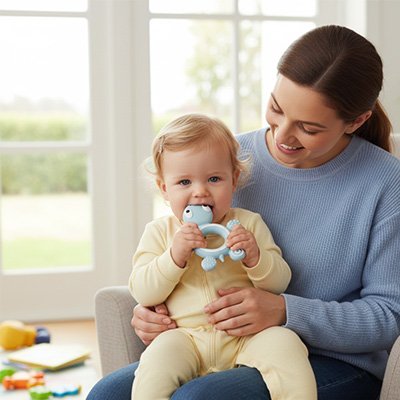 Anneau dentition bébé bleu