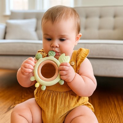 Anneau dentition bébé découvre le crabe vert