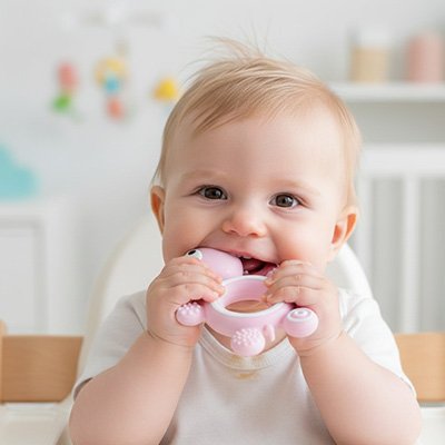 Anneau dentition bébé rose