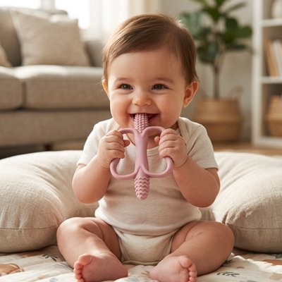 Anneau dentition bébé rose
