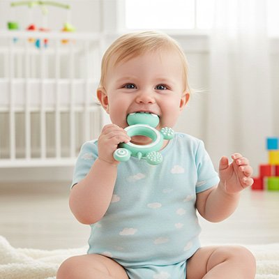 Anneau dentition bébé vert