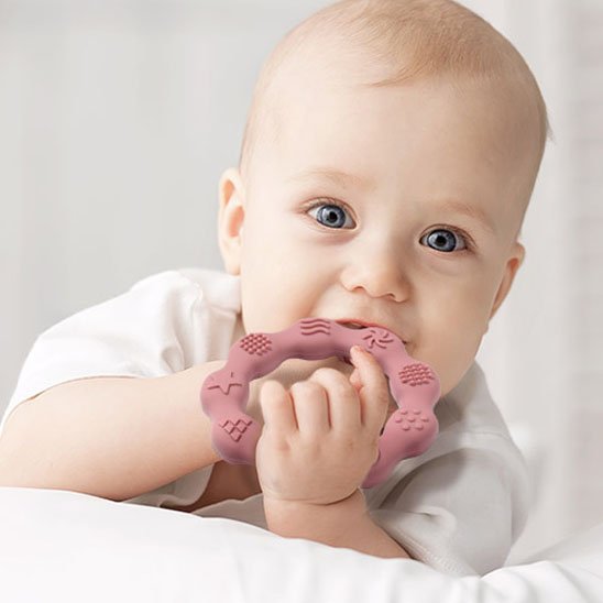 Anneau dentition bébé  zen rose