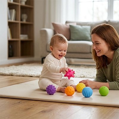 Balle sensorielle bébé manipulation aisée