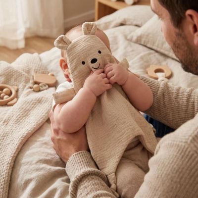 doudou bébé fille ours kaki