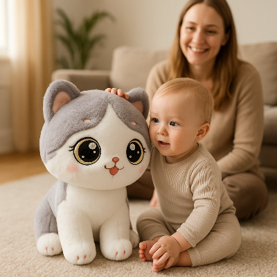 doudou chat bebe câlin