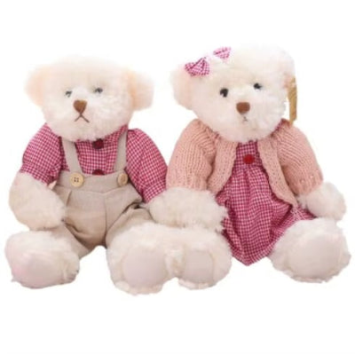 doudou couple ours rose bien habillés