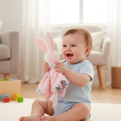 doudou face à face avec doudou lapin 