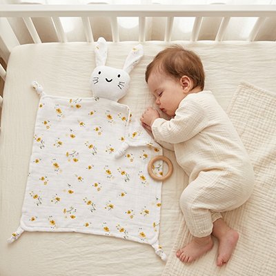 Doudou lapin attend le réveil du bébé