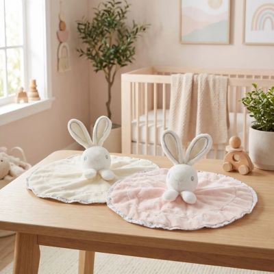 doudou lapin blanc et rose