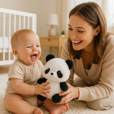 doudou panda maman contente