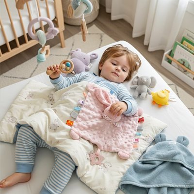 Doudou pour bebe lapin dans la chambre