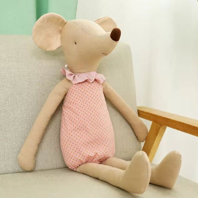 doudou souris rose assise