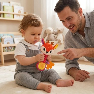 Hochet bébé renard attractif