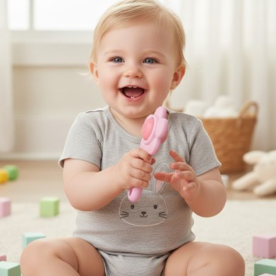 Hochet saisi avec les petites mains du bébé