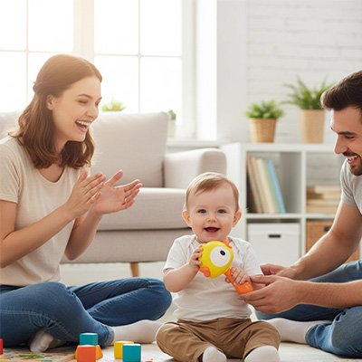 Hochet sous forme de poussin procure joie à toute la famille