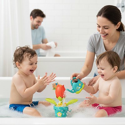 Jouet baignoire bebe  avec toute la famille