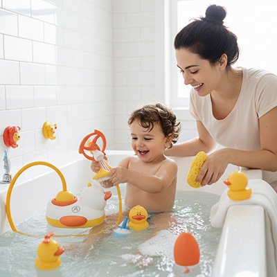Jouet bain bébé avec maman
