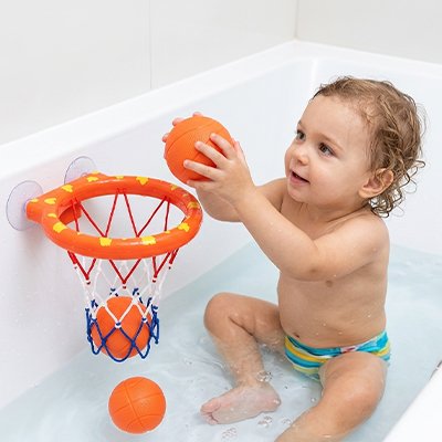 Jouet bain bébé panier avec trois balles