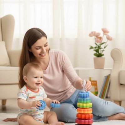 Jouet bebe 1 an démonstration avec maman