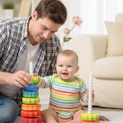 Jouet bebe 1 an empilable rotatif