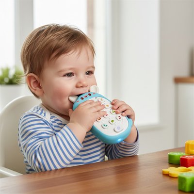 Jouet bebe 1 an téléphone lapin bleu
