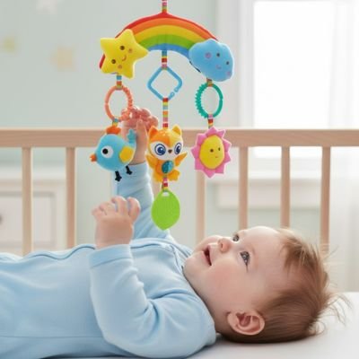 Jouet bebe  arc en ciel suspendu