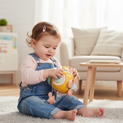 Jouet bebe au salon en découverte