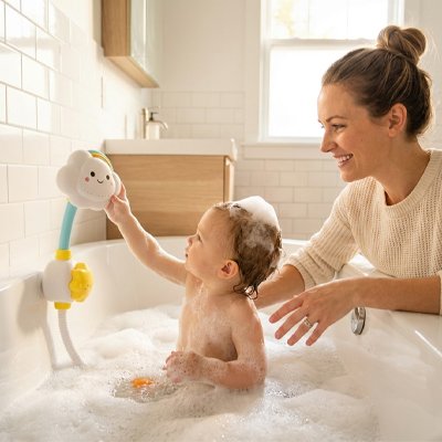 Jouet bebe bain avec maman