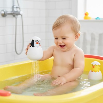 Jouet bebe bain pingouin blanc