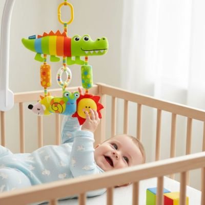 Jouet bebe  crocodille suspendu au lit