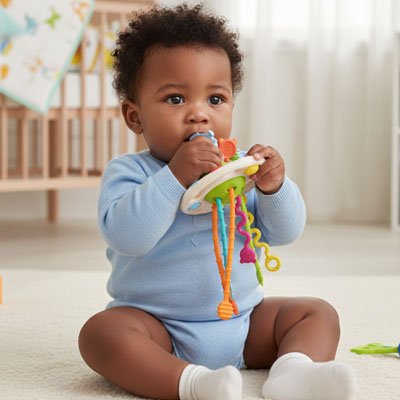 Jouet bebe eveil astronaute en herbe