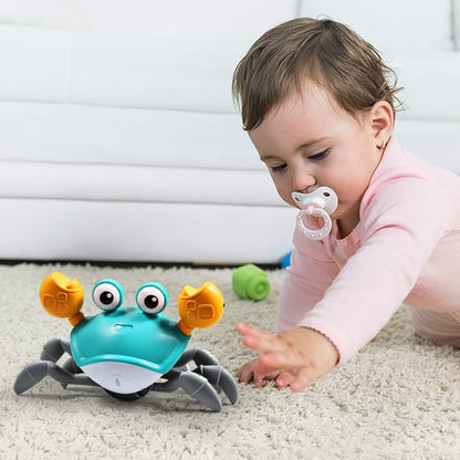 Jouet bebe eveil crabe bleu au salon
