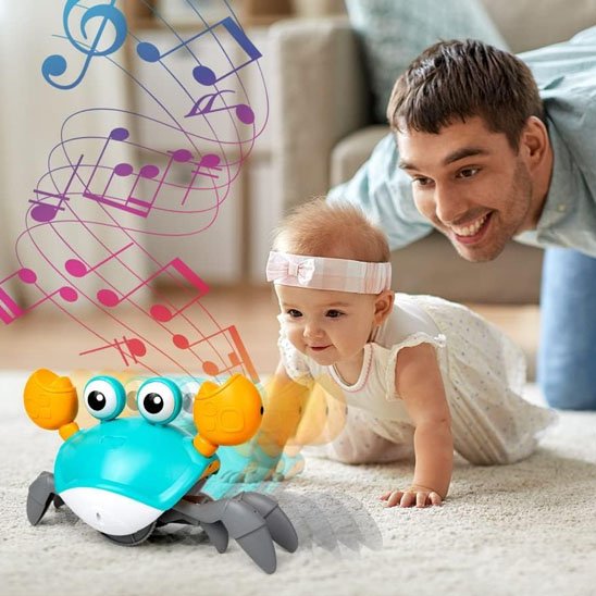 Jouet bebe eveil crabe bleu avec papa