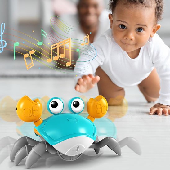 Jouet bebe eveil crabe bleu dansant