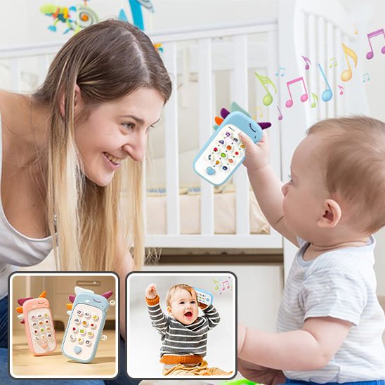 Jouet bebe portable bleu  maman contente