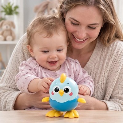 Jouet bebe poussin bleu