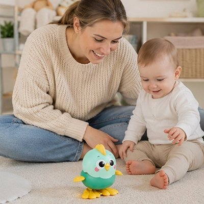 Jouet bebe poussin vert