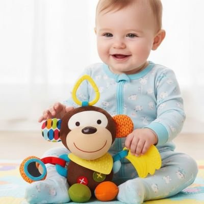 Jouet bebe singe souriant