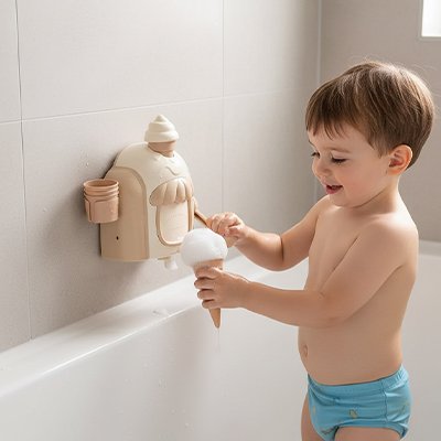 Jouet de bain​  belle machine à mousse collée au mur