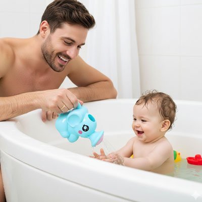 Jouet de bain pour bebe  avec papa