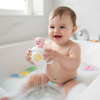 Jouet de bain pour bebe porc sur nuage