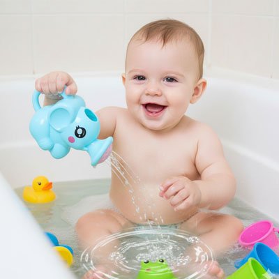 Jouet de bain pour bebe qui s'amuse
